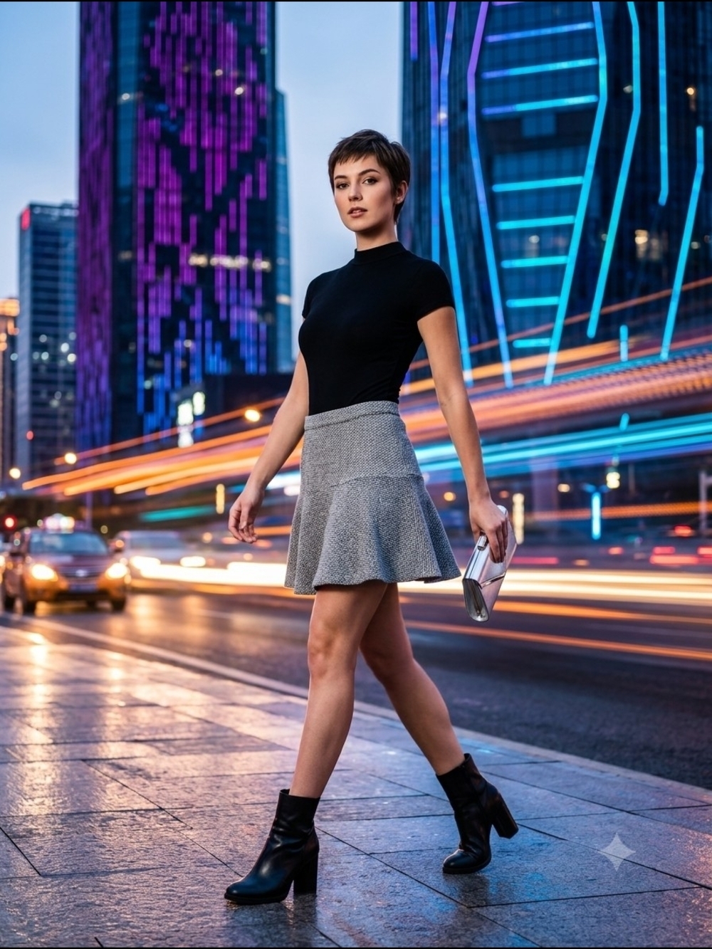 Topshop Grey Flared Mini Skirt